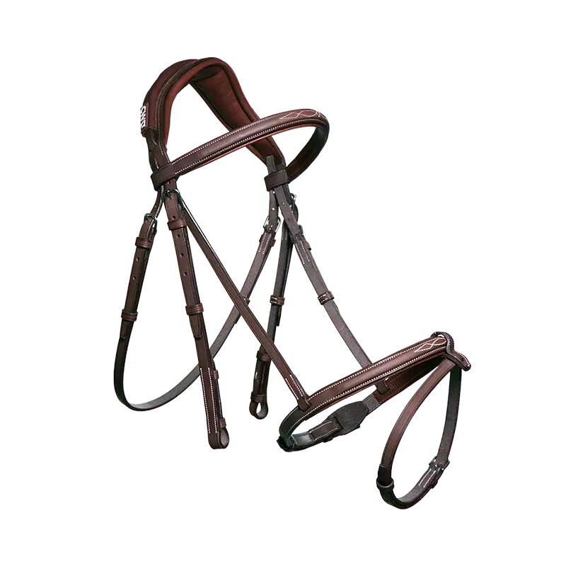 Anatomic French Noseband Horse Bridle with Fancy Stitching CWD