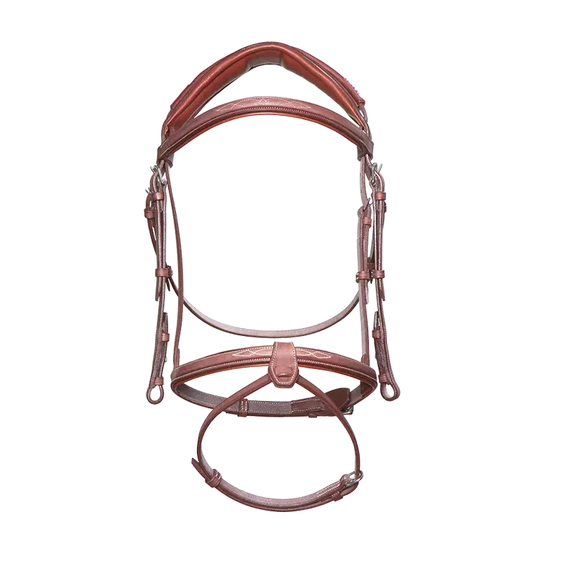 Anatomic French Noseband Horse Bridle with Fancy Stitching CWD CWD