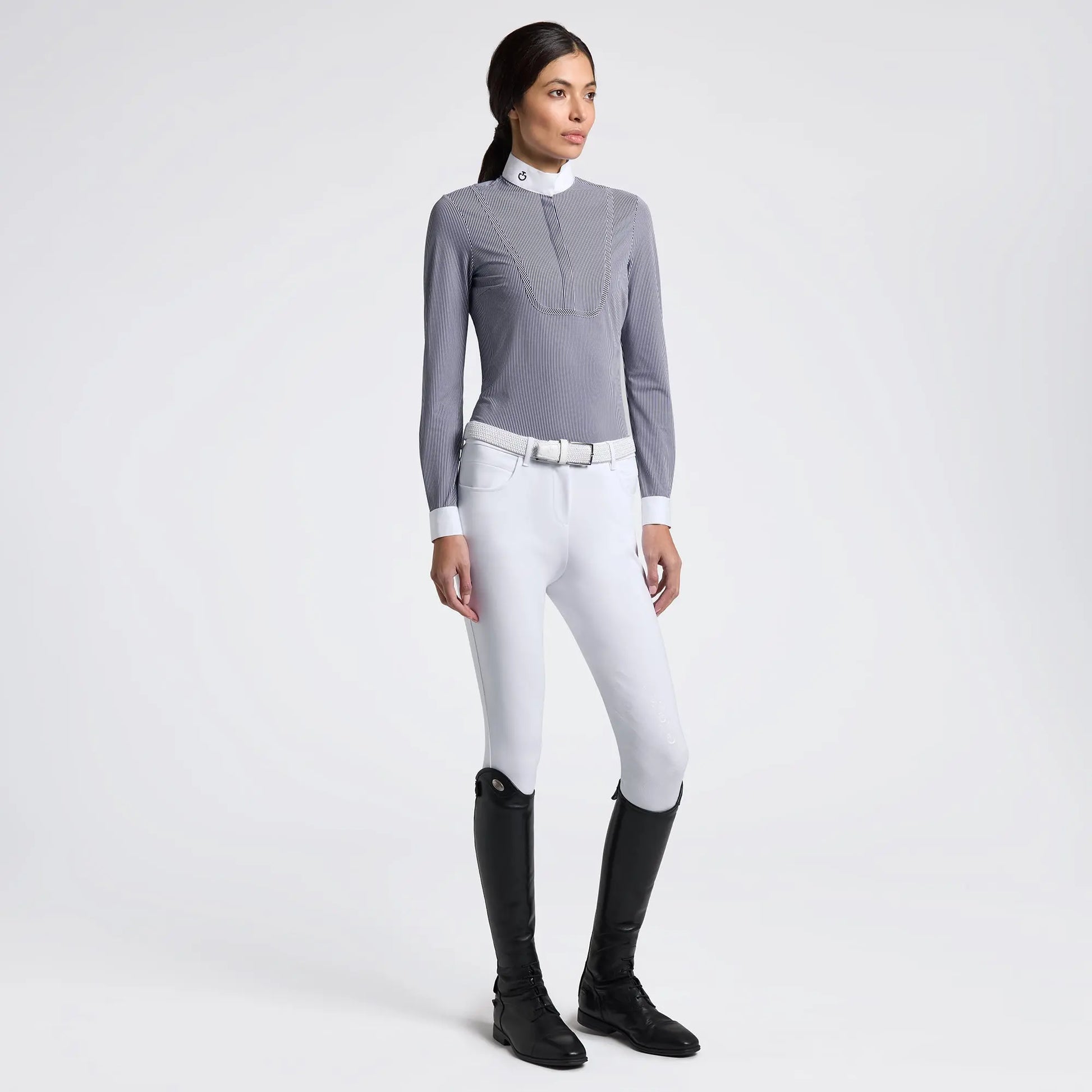Women’s Long Sleeve Competition Shirt with Striped Pattern Cavalleria Toscana Cavalleria Toscana