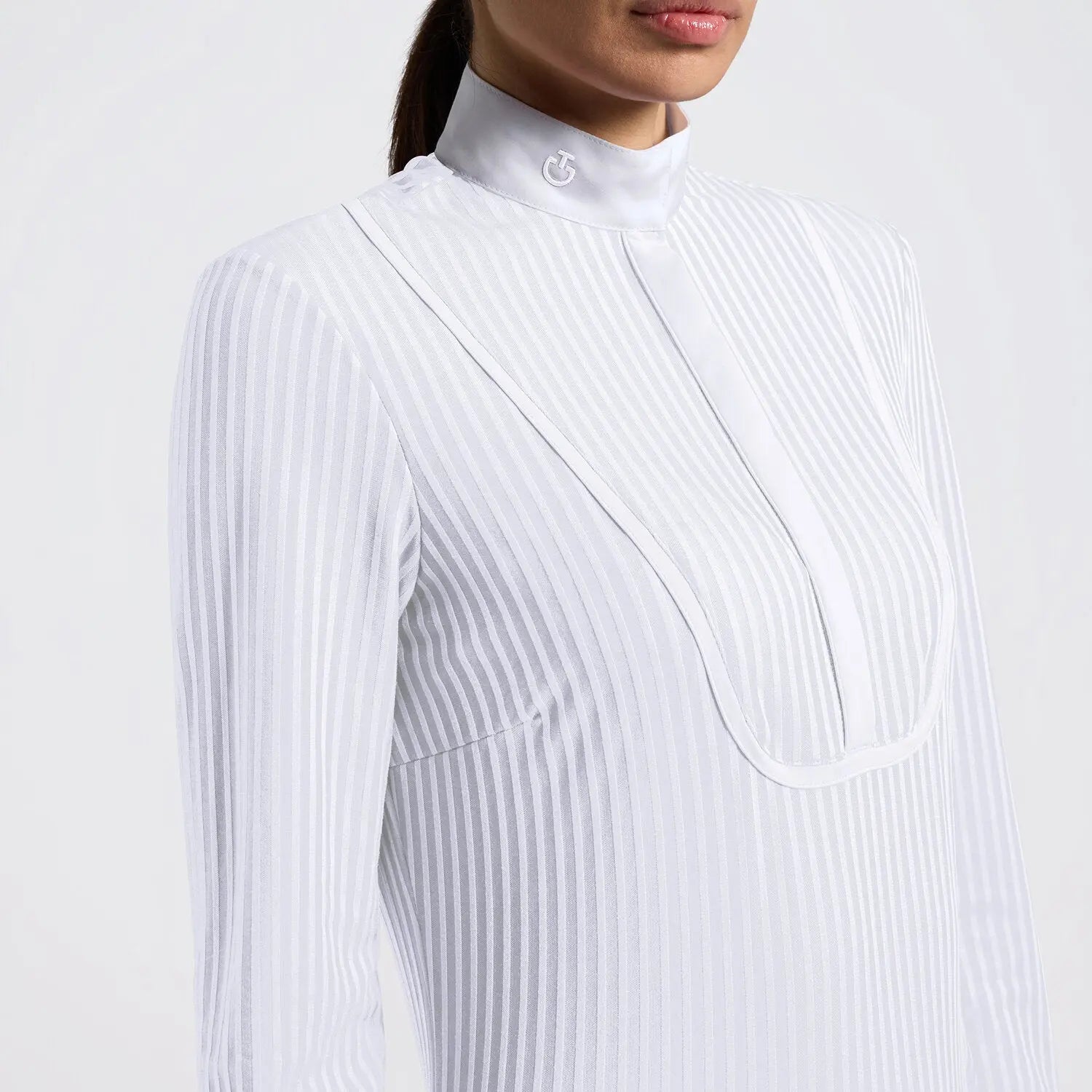 Women’s Long Sleeve Competition Shirt with Striped Pattern Cavalleria Toscana Cavalleria Toscana