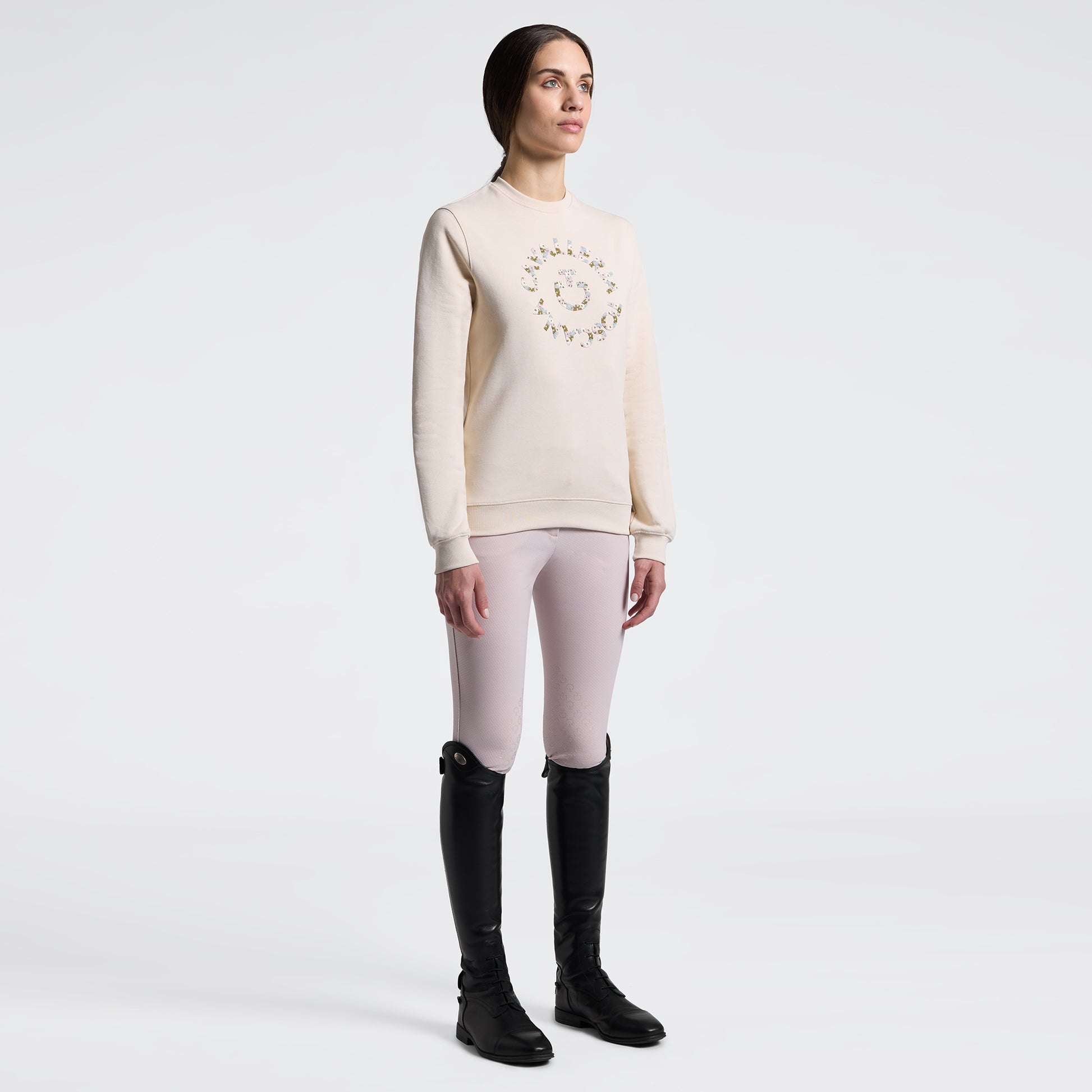 Dámska bavlnená mikina Floral Logo Crewneck | Cavalleria Toscana