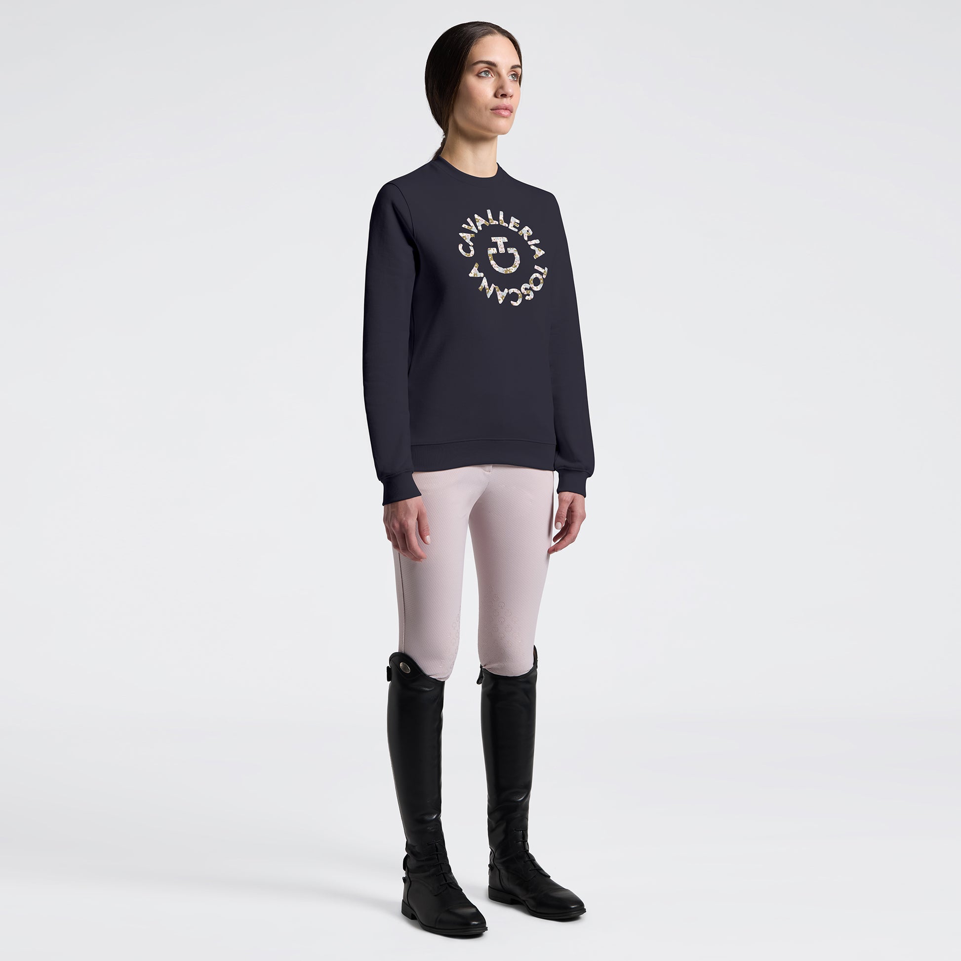 Dámska bavlnená mikina Floral Logo | Cavalleria Toscana