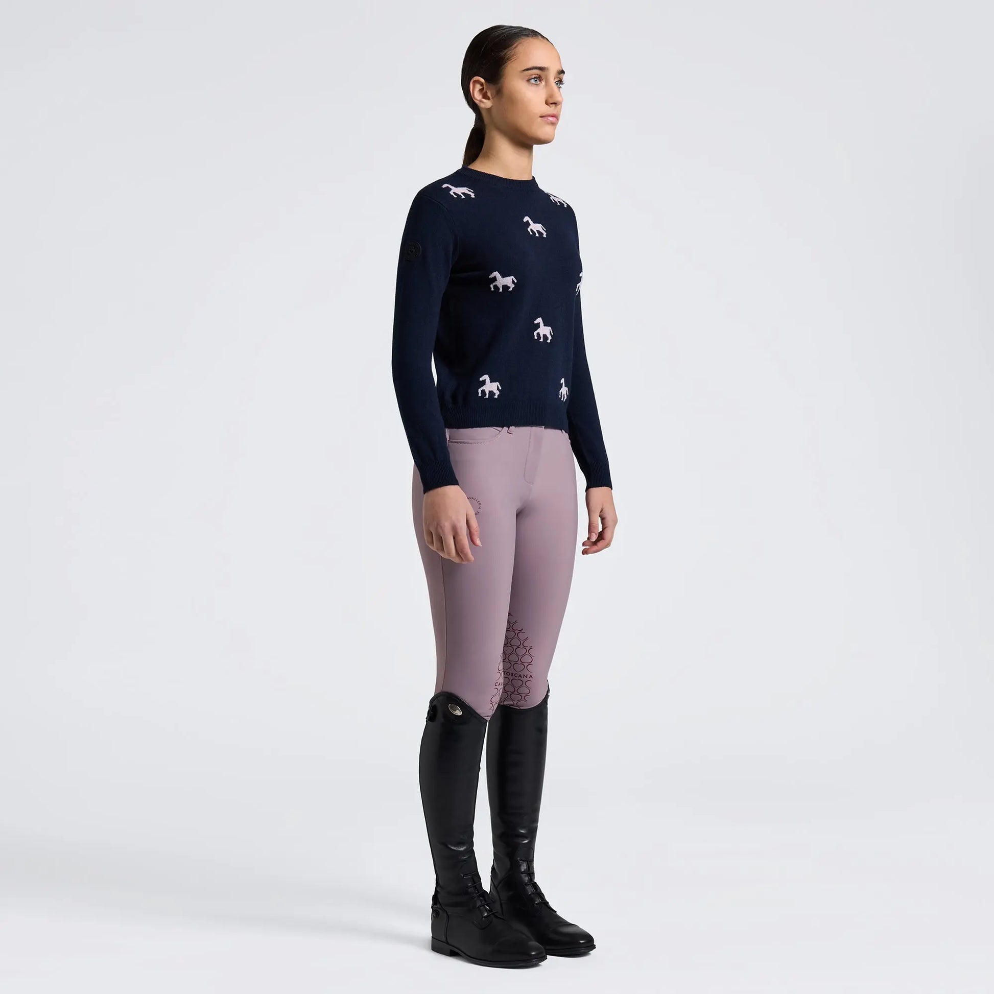 Girls’ Cashmere Blend Crew Neck Sweater Cavalleria Toscana Cavalleria Toscana