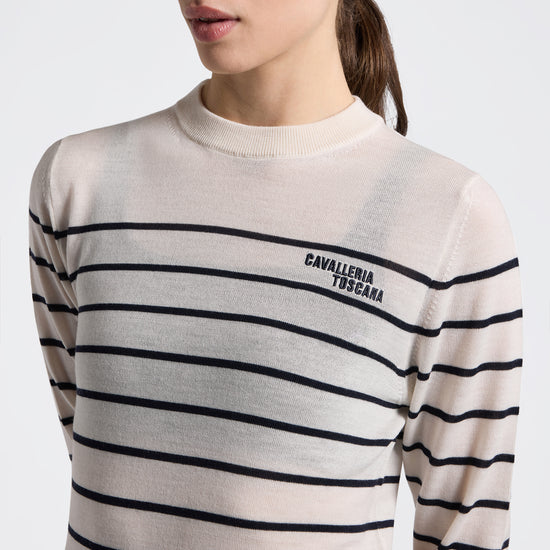 Dámsky merino sveter Striped Crew Neck | Cavalleria Toscana