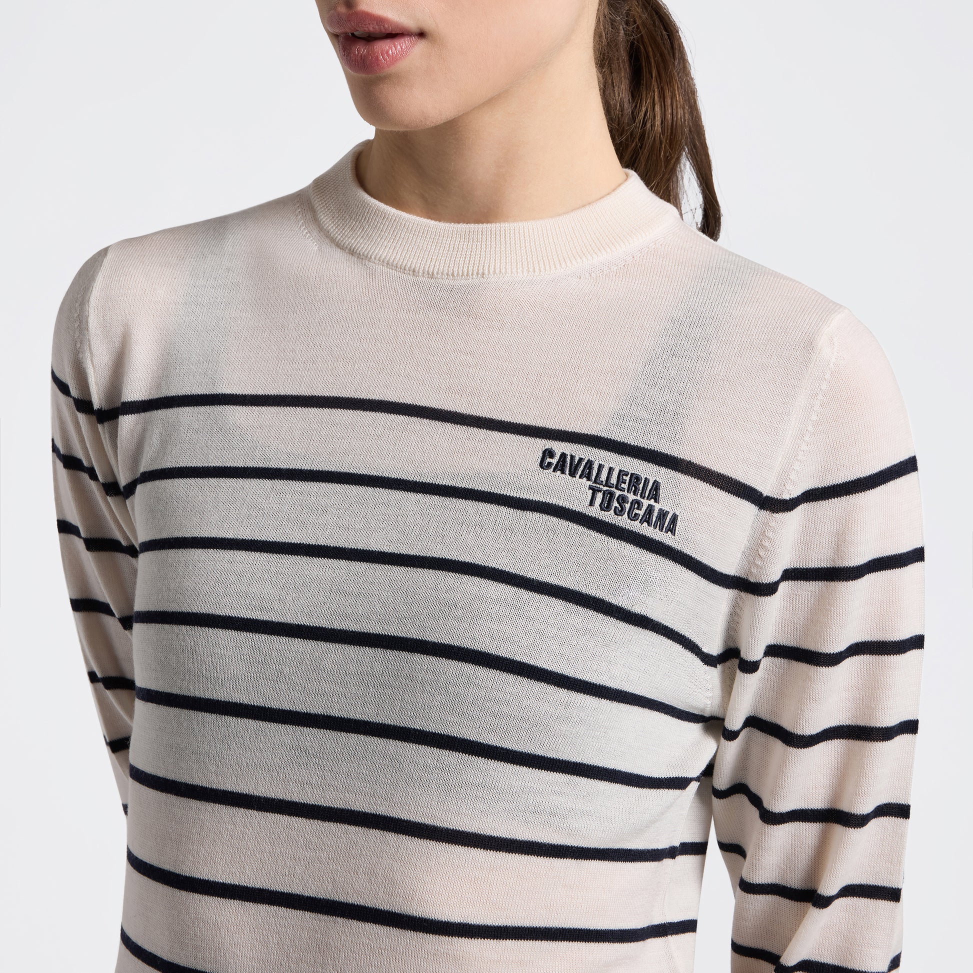 Dámsky merino sveter Striped Crew Neck | Cavalleria Toscana