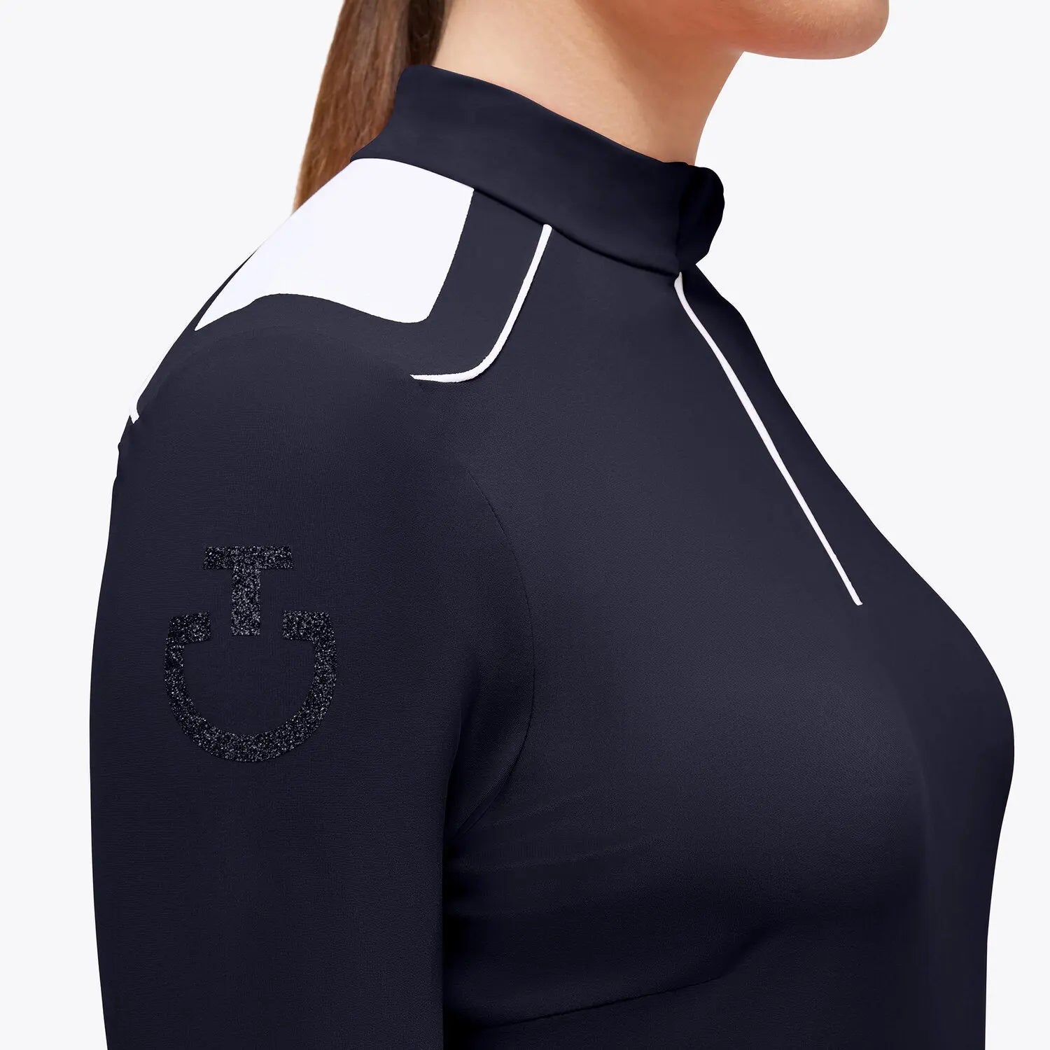 Women's training polo shirt with glitter logo Cavalleria Toscana - Nellas Horsewear