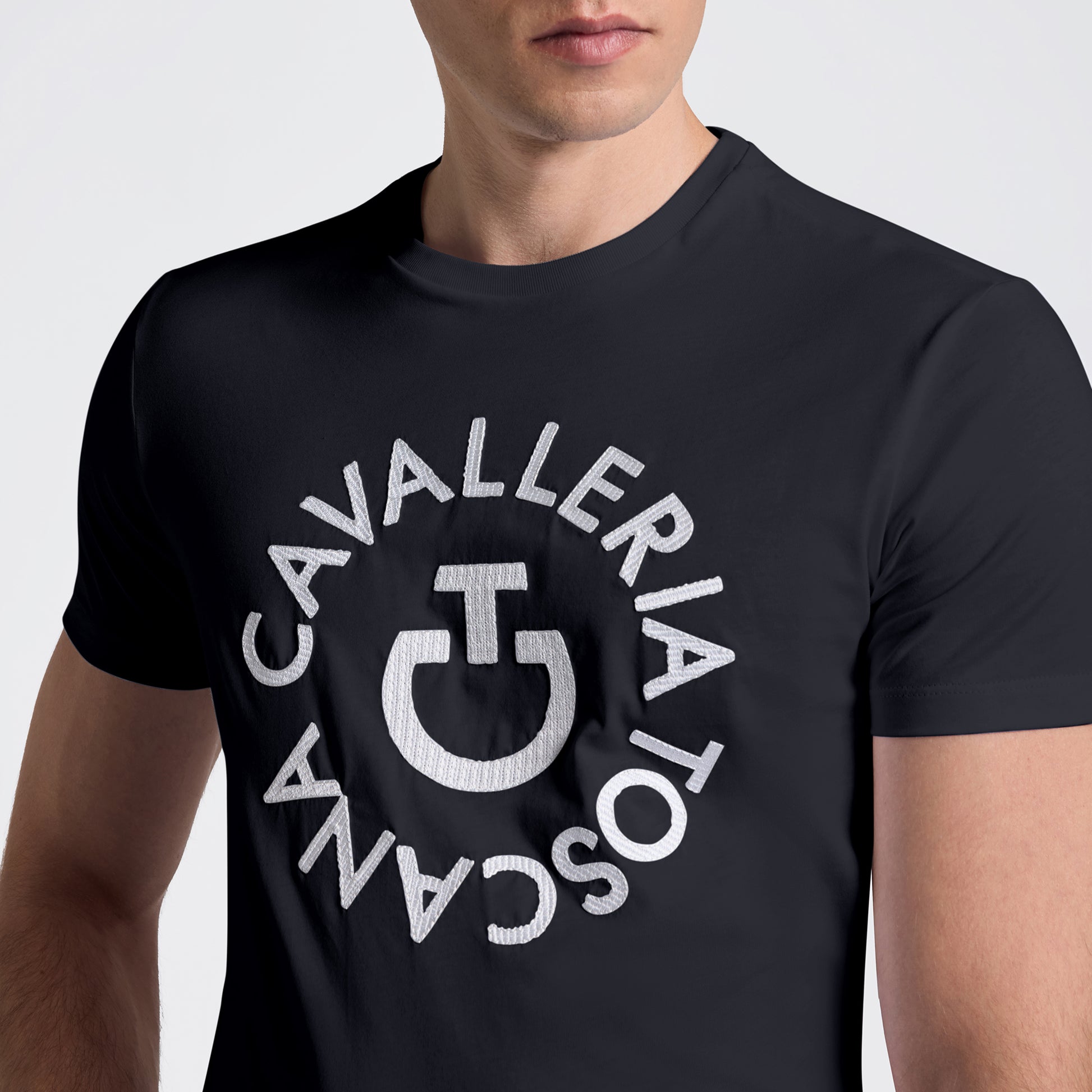 Pánske tričko s vyšívaným kruhovým logom | Cavalleria Toscana
