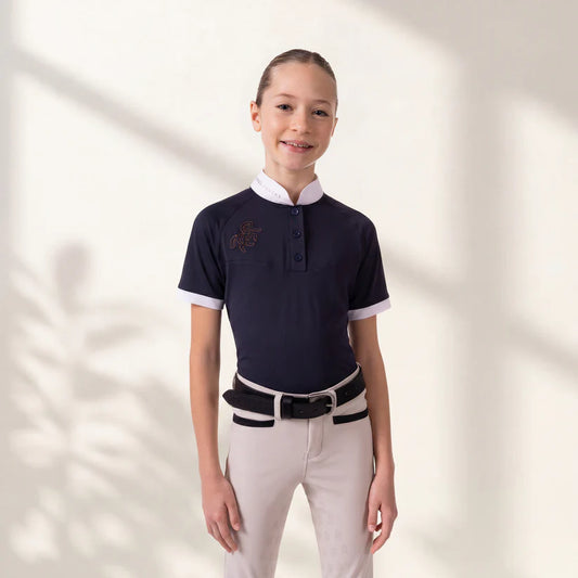 Girls' Show Shirt Navy Horse Portal