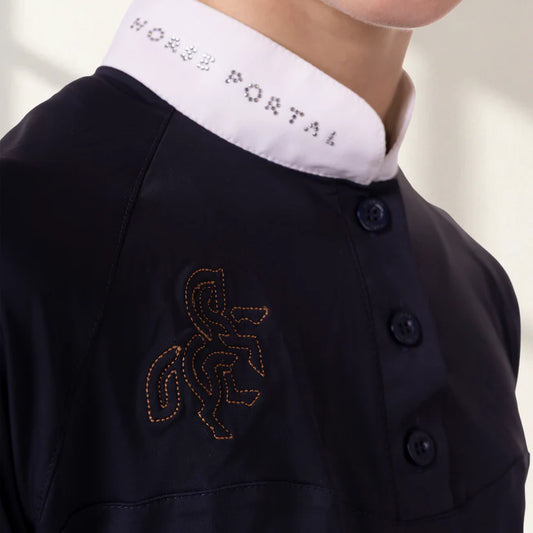 Girls' Show Shirt Navy Horse Portal